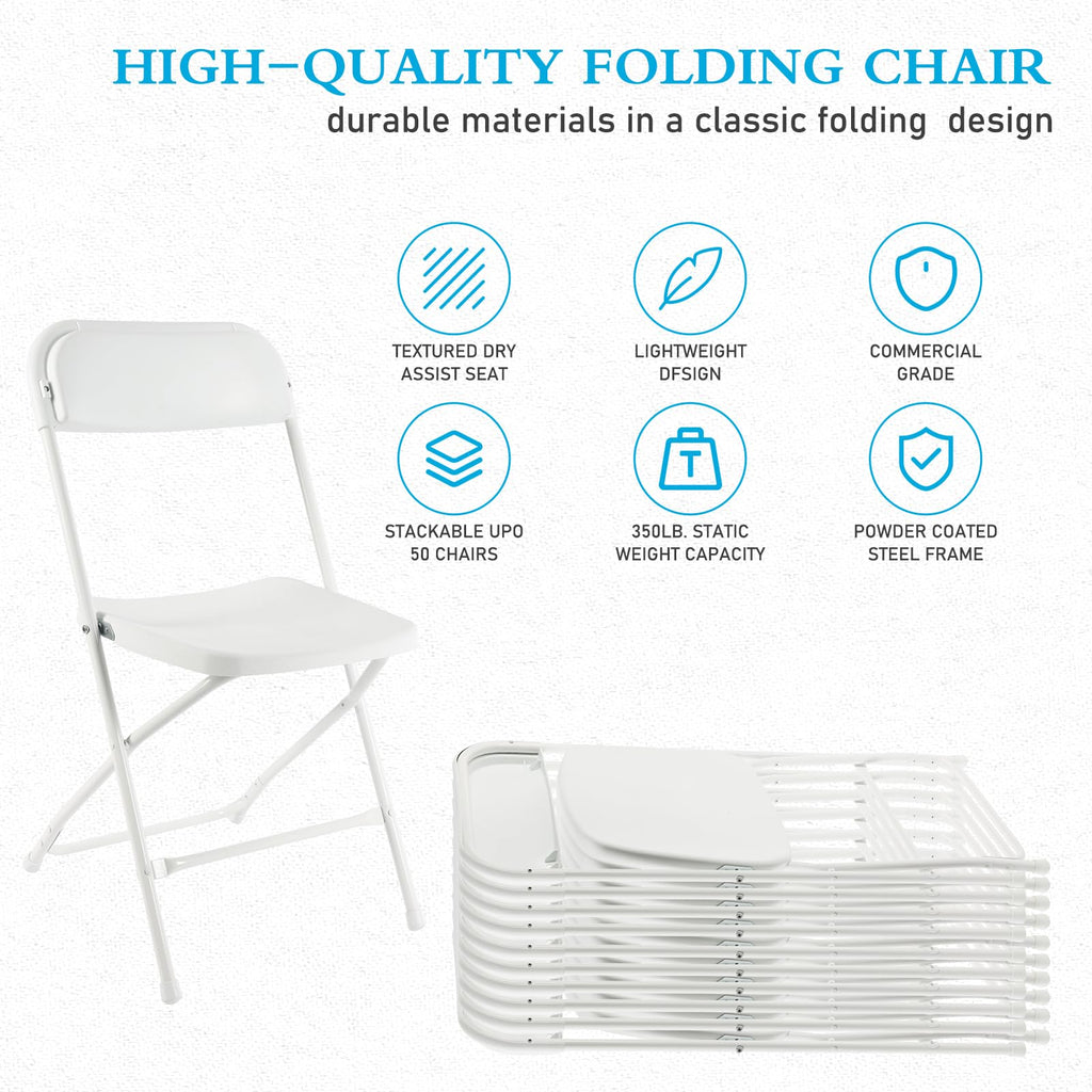 10 Pack White Plastic Folding Chairs H4607