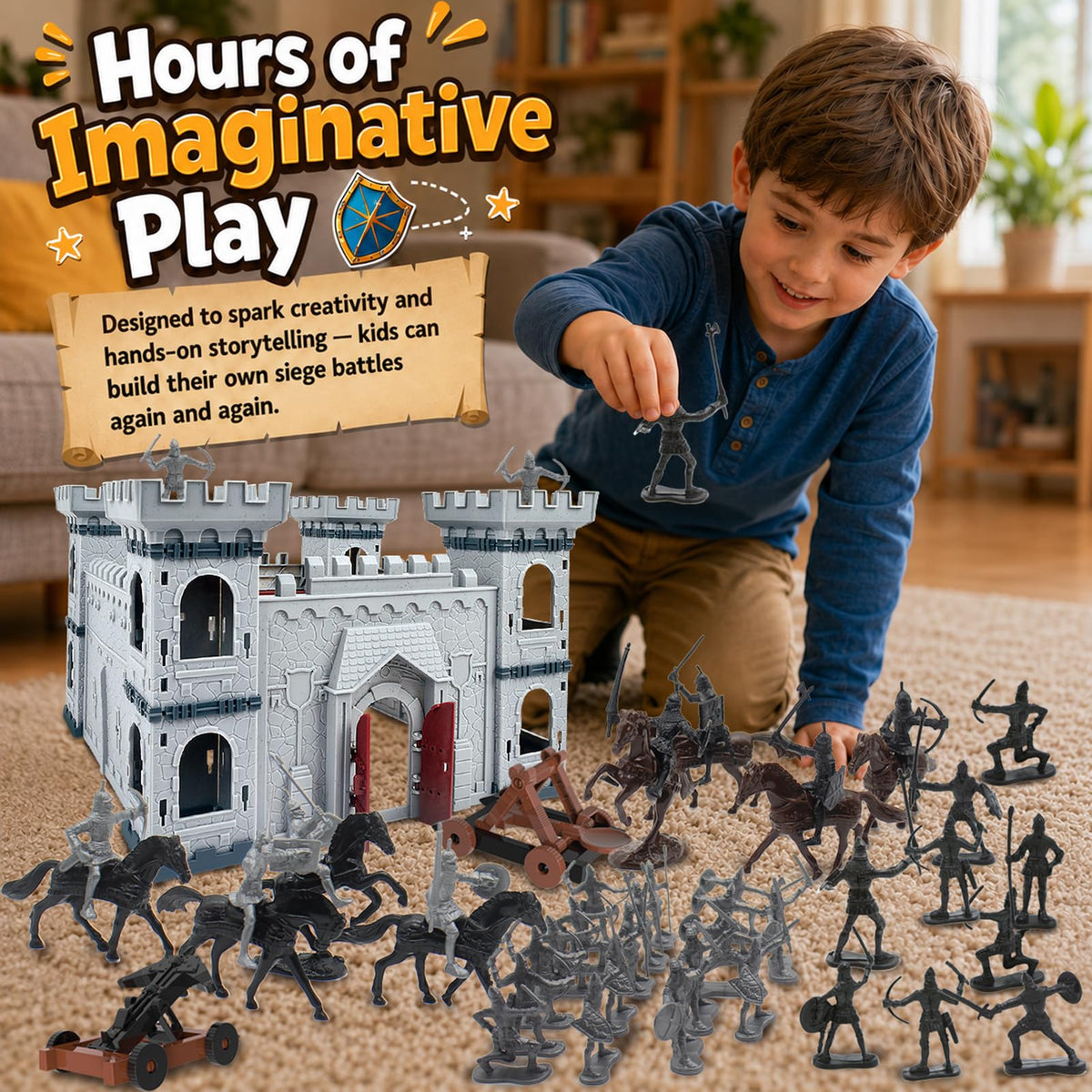 Medieval Castle Toy Knights Army Men Playset C389350