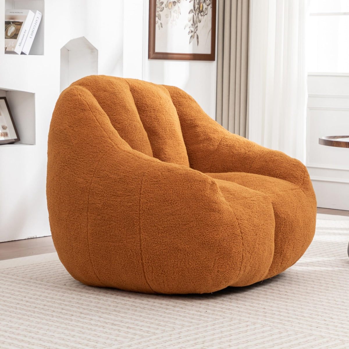 Yellow Oversized Plush Memory Foam Bean Bag Chair D1879