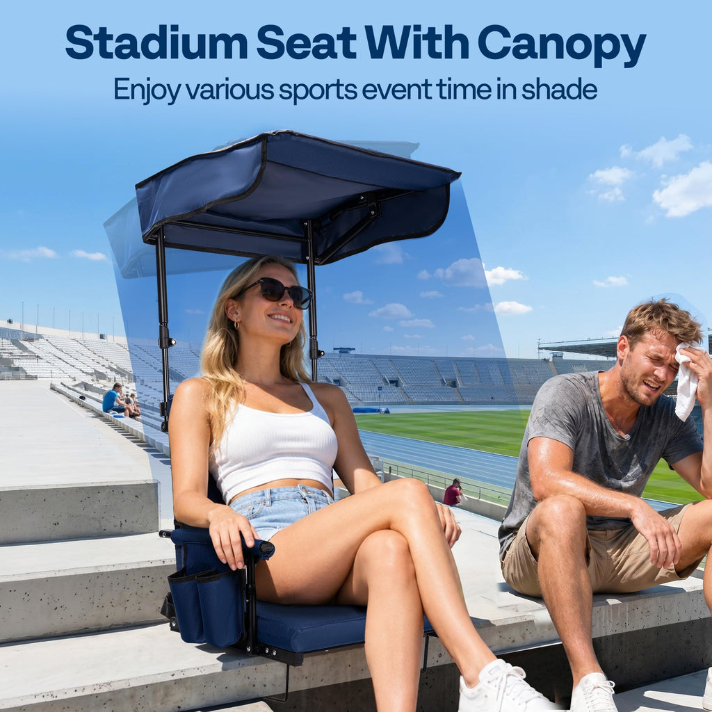 Stadium Seat with Sunshade Canopy and Back Support I244364