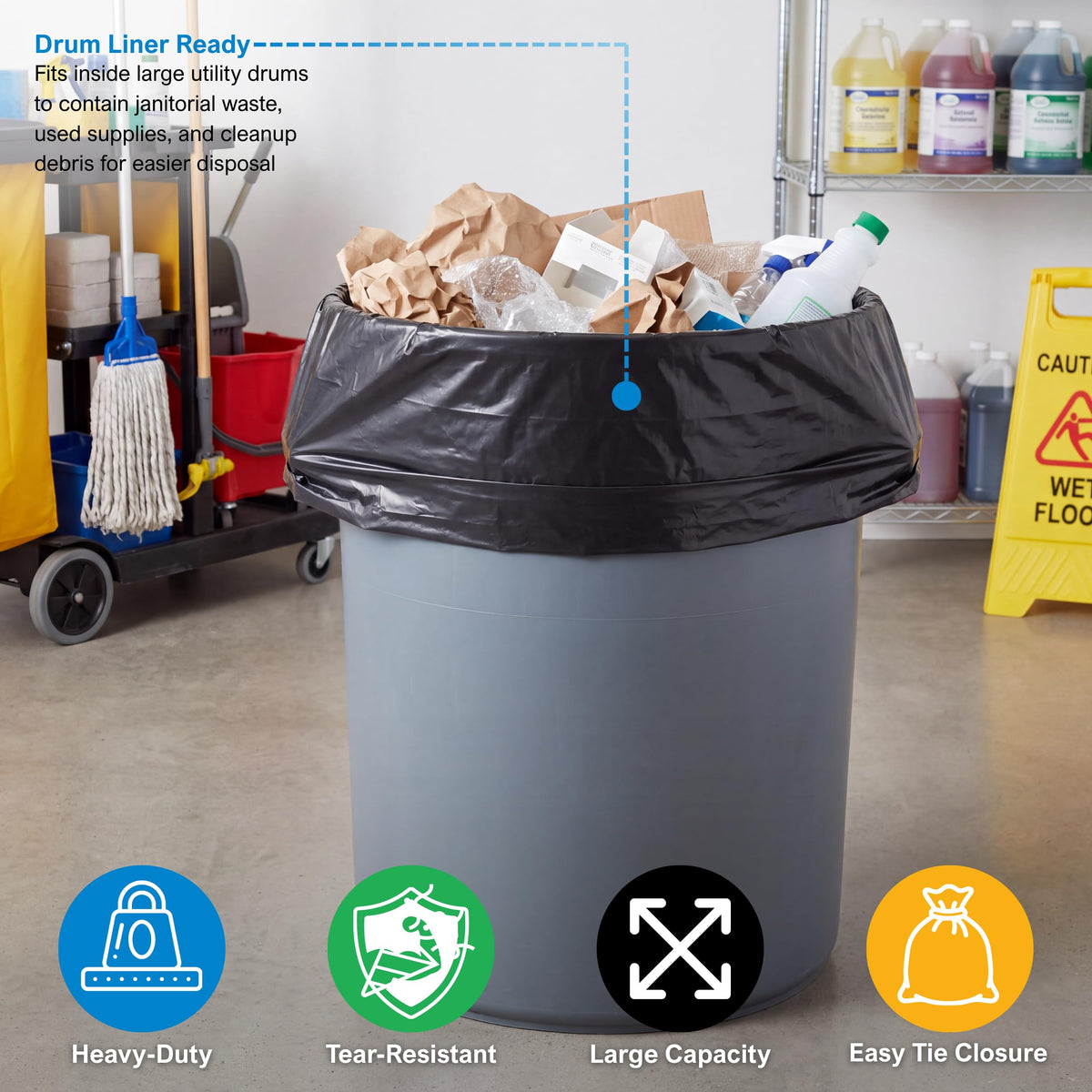 42 Gallon 3 Mil Black Trash Bags 20 Count O9065