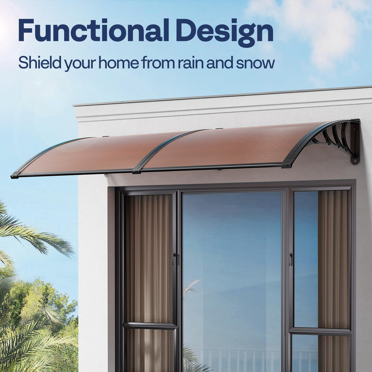 Brown Polycarbonate Window Door Awning 38 Inch x 78 Inch M534753