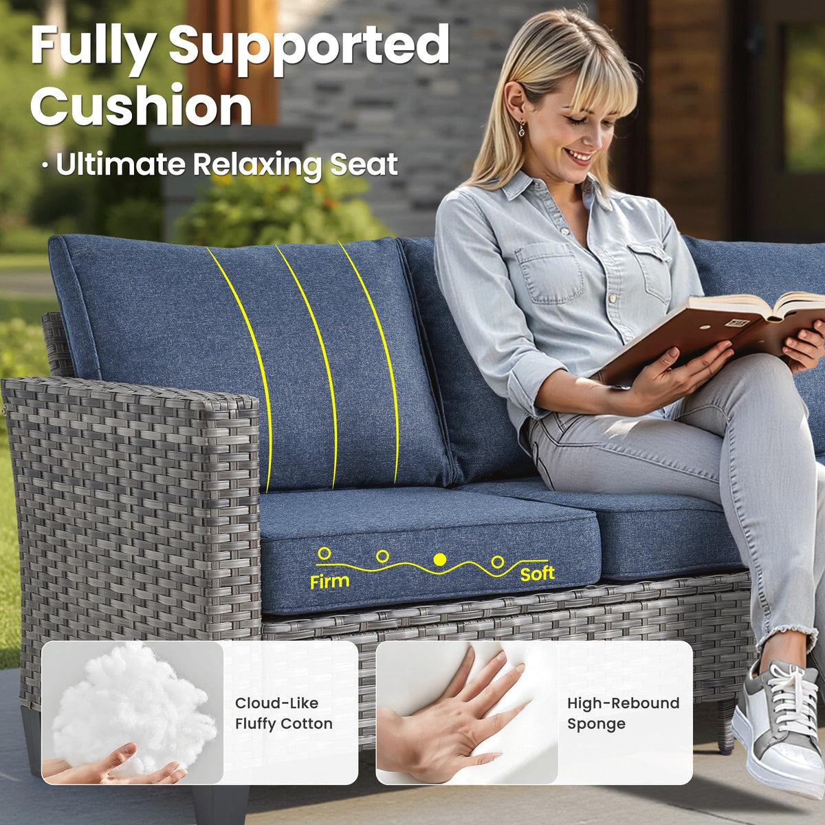 5 Pieces Wicker Patio Furniture Set with Swivel Glider Chairs J285475