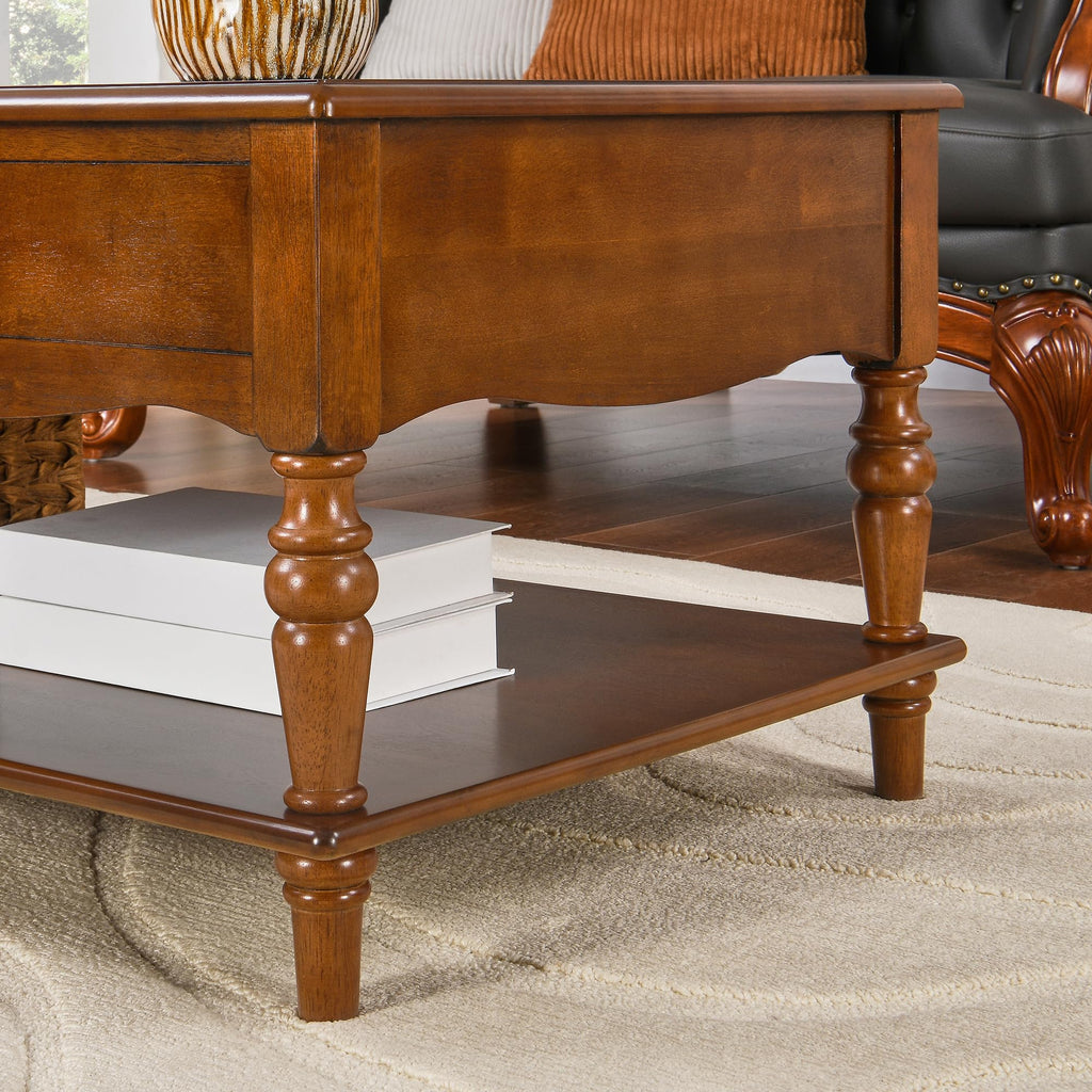 Caramel Brown Coffee Table and Two End Tables with Storage Drawer O2095
