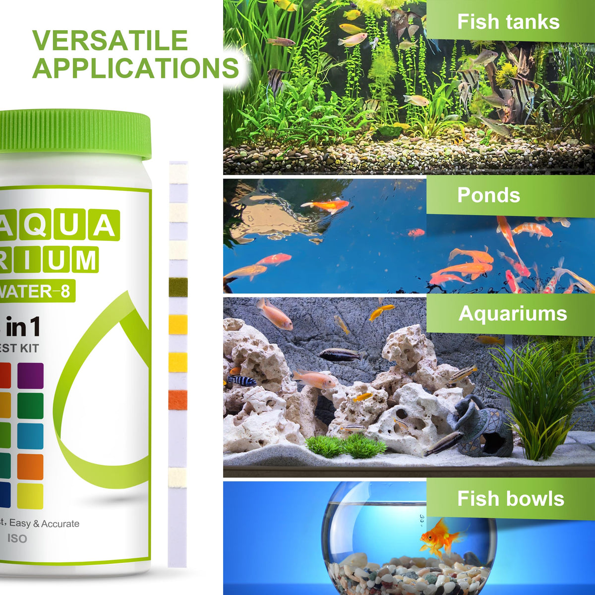 Aquarium Ammonia Test Strips 8-in-1 100 Strips S369141
