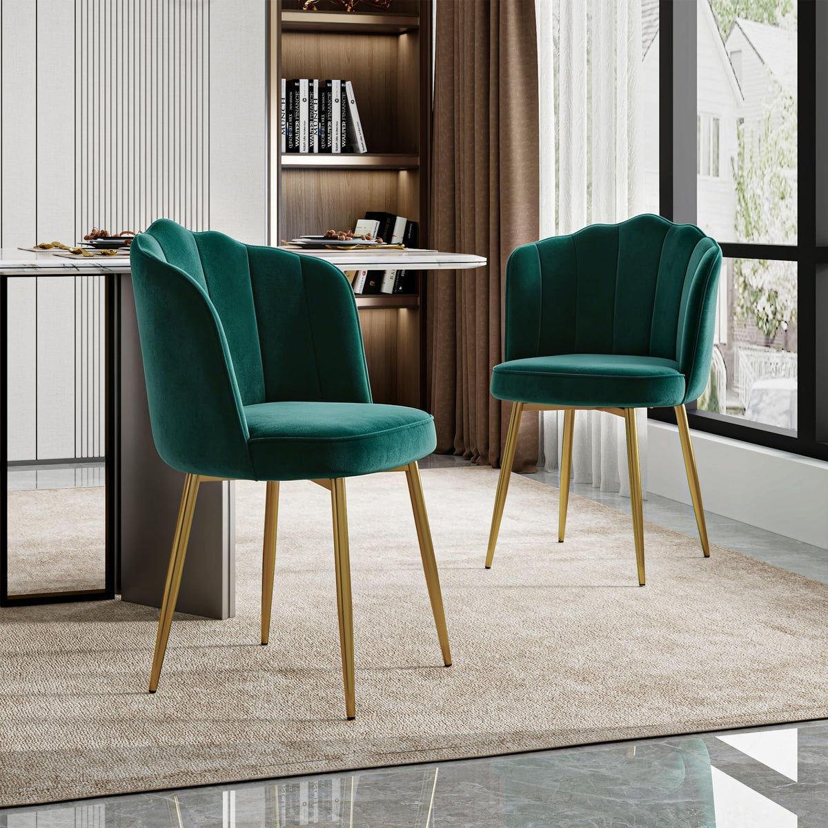 Velvet Dining Chairs Set of 2 Green H14140