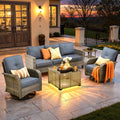 5 Pieces Wicker Patio Furniture Set with Swivel Glider Chairs J285475