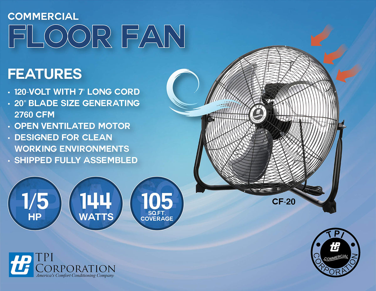 3-Speed 20” High-Velocity Non-Oscillating Floor Fan R778214