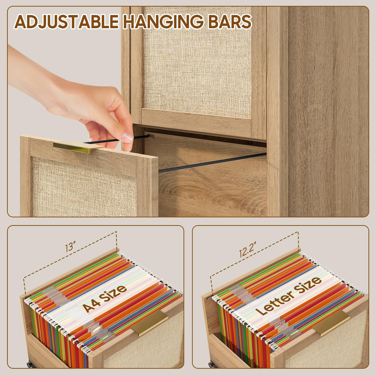 2-Drawer Rattan File Cabinet J5465